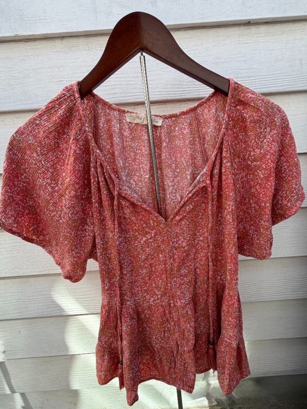 Rewind flecked smocked top